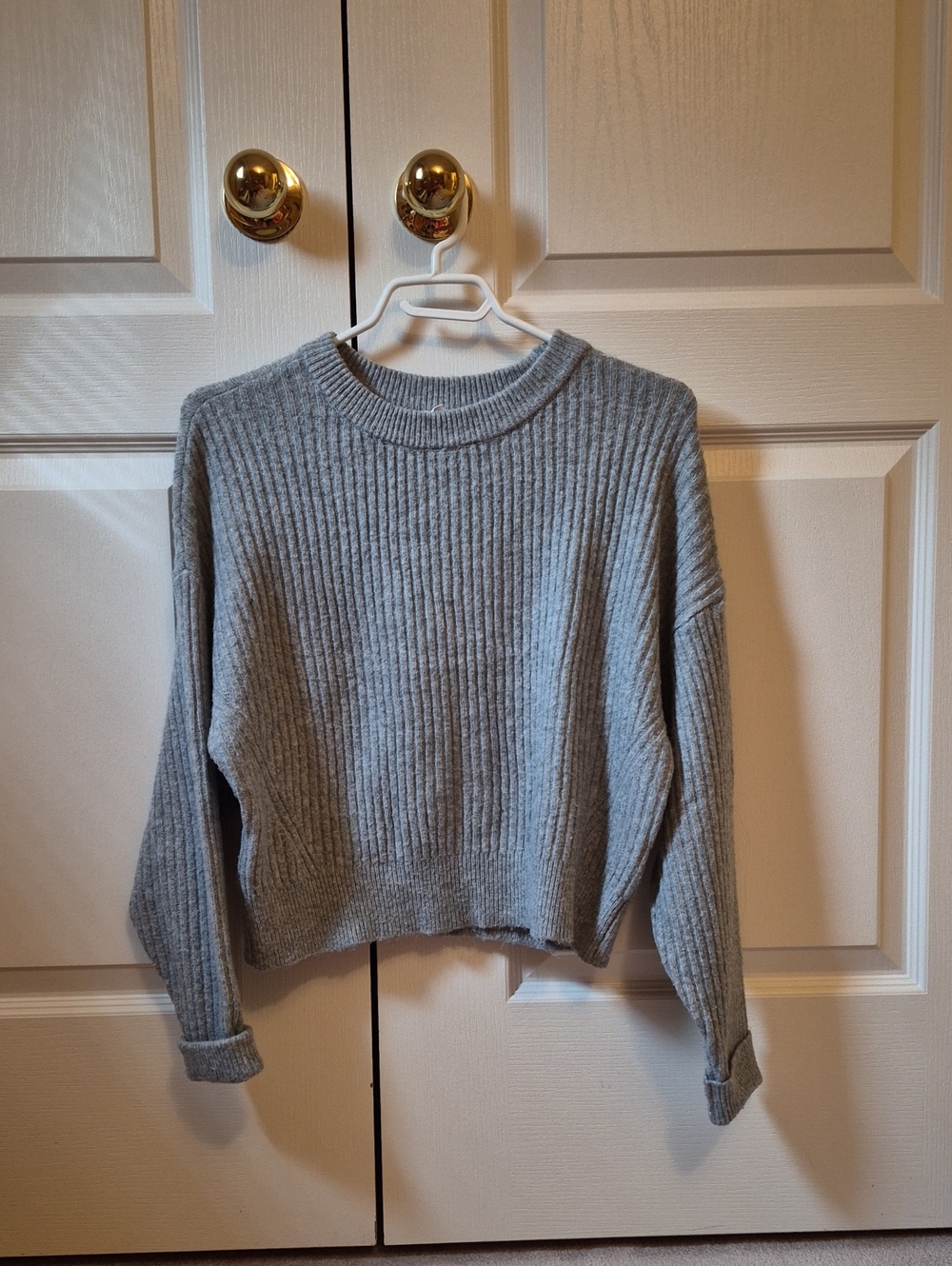 Garage Gray Ribbed Crewneck Sweater